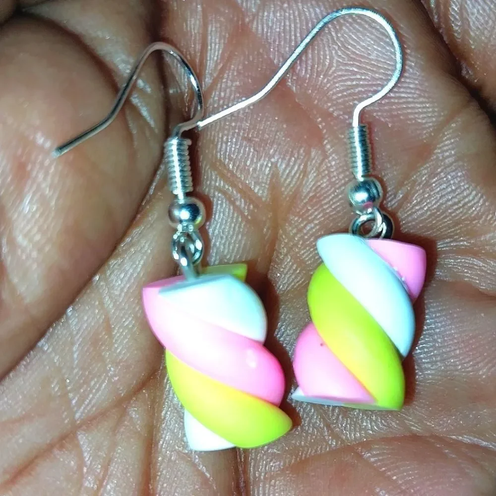 Hand crafted marshmallow dangle earrings